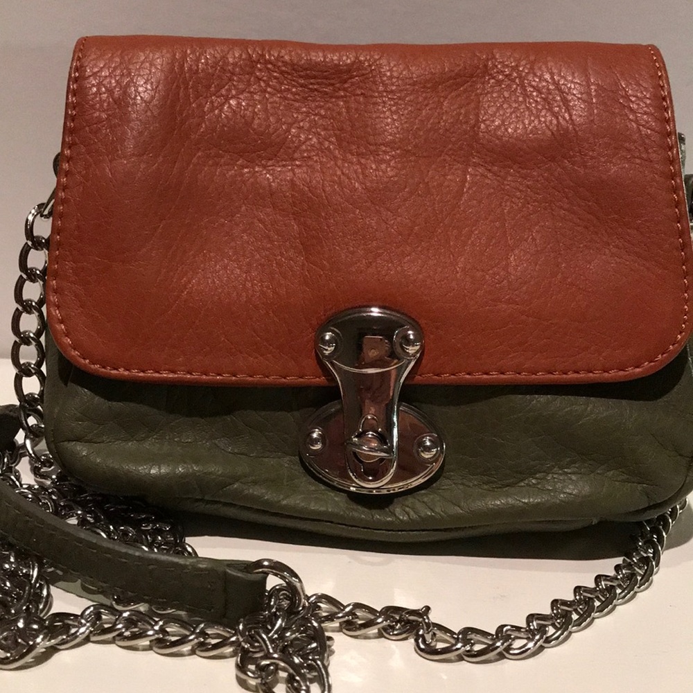 Franchi Olive & Brown Leather Crossbody Bag